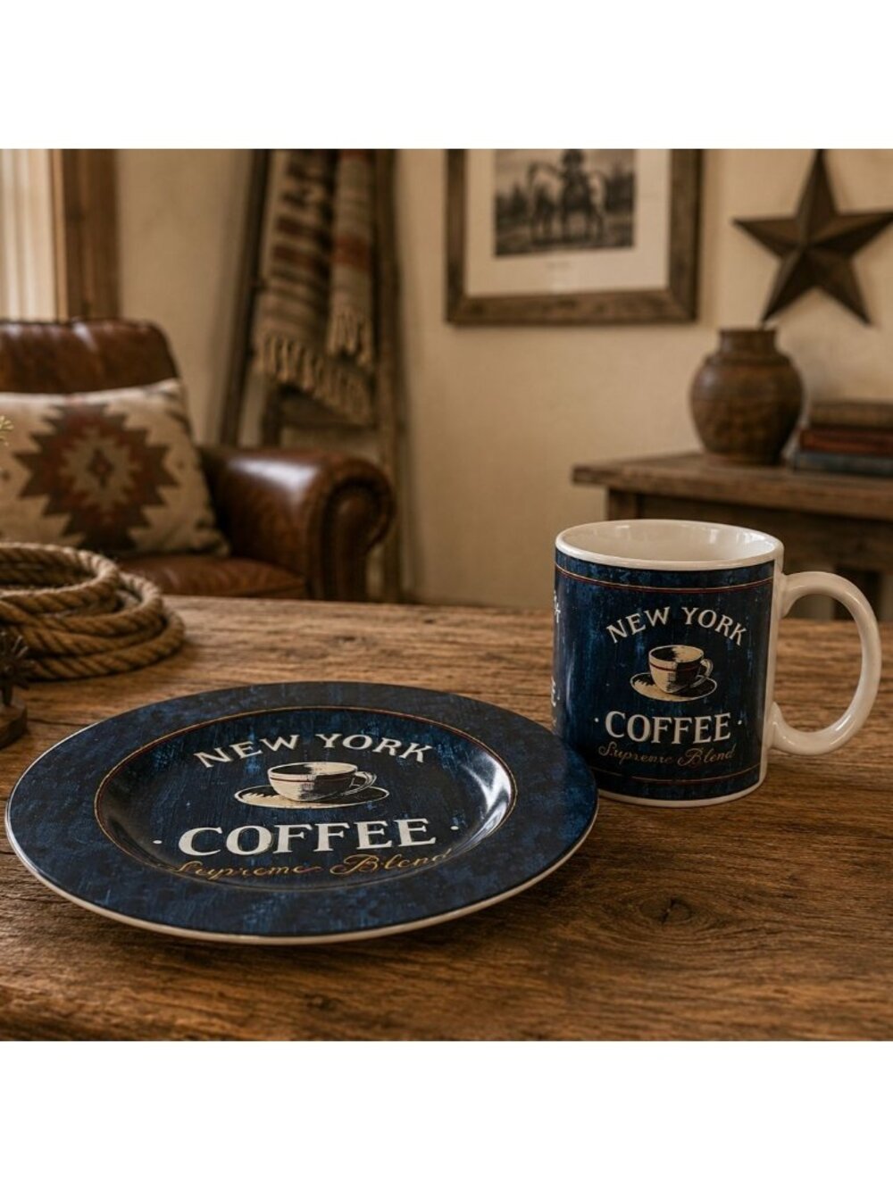 Sakura New York Coffee Mug and Plate Set Dishwasher Microwave Safe